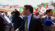 André Ventura, el líder del Vox portugués, vuelve a desplomarse durante una acto de campaña