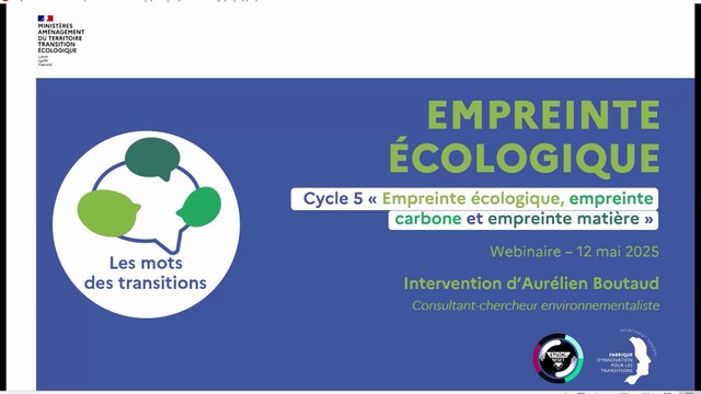 Les mots des transitions | Webinaire 1 : Empreinte écologique (Cycle 5 : Empreinte écologique, empreinte carbone et empreinte matière )