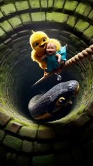 😭🐥 Chick Saves The Baby from anaconda 🐍