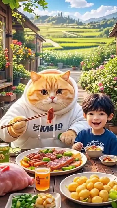 Cat making delicious dish