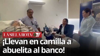 Anciana de 96 años es llevada en camilla al banco por error biométrico