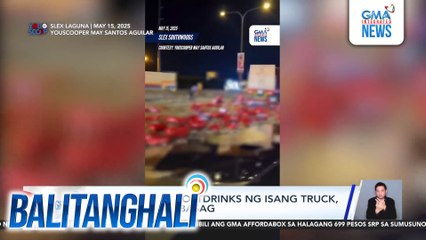 Mga kargang softdrinks ng isang truck, nahulog at nabasag | Balitanghali