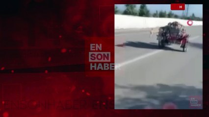 Hatay'da motosikleti üzerine yatarak sürdü