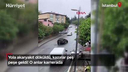Yola akaryakıt döküldü, kazalar peş peşe geldi! O anlar kamerada