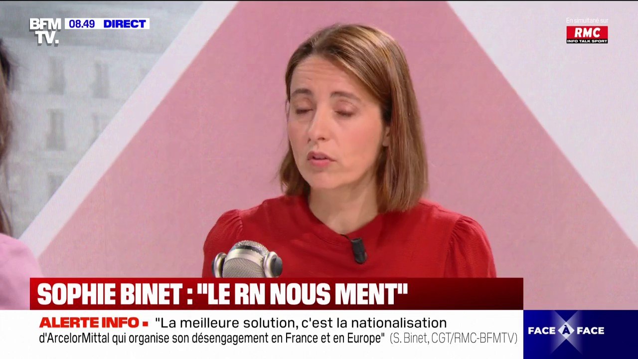 "Le Rassemblement national nous ment et se fait passer pour le parti qui défendrait les ouvriers et les ouvrières", affirme Sophie Binet, secrétaire générale de la CGT