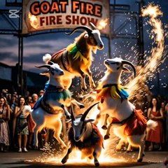 Goats play in the fire