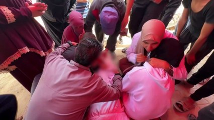 Families grieve at hospital after deadly Gaza blast