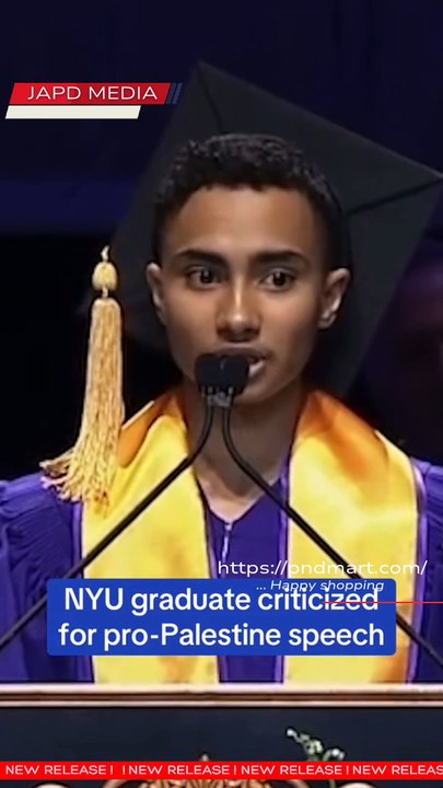 Logan Rozos criticized Gaza violence in NYU speech, sparking backlash. #Gaza #Palestine #Israel #NYU