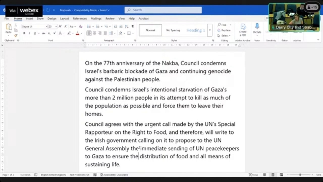 Derry councillors mark 77th anniversary by calling for UN peacekeepers to be sent to Gaza amid ‘genocide’