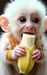 Monkey baby and banana, #monkey, #baby, #banana