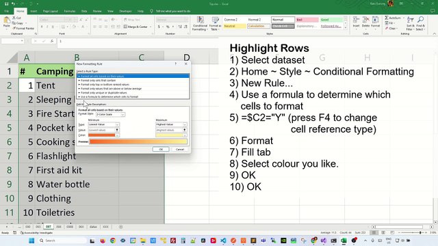 Conditional formatting for entire row based on data in one cell | How do I highlight rows in Excel based on yes or no - Excel Tips and Tricks