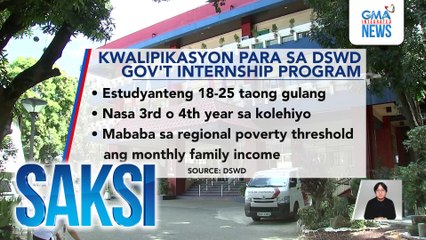 Gov't internship program na may kasamang allowance, bubuksan ng DSWD para sa ilang college students | Saksi