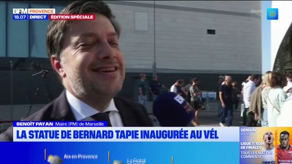 "Ca s'est fait naturellement": Benoît Payan revient sur le projet de la statue de Tapie au Vélodrome