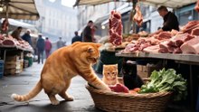 Ginger Cat Mom Sells Skewers at Night Market to Buy Electric Mouse Toys – Kittens Play Happily!