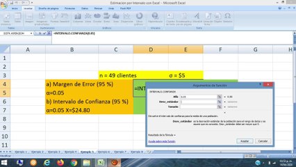 Estimación por Intervalo. Clientes en restaurante