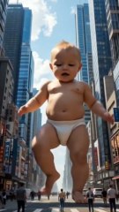 The Giant Baby's Rampage in the City! #ai #giant #baby #rampage #city