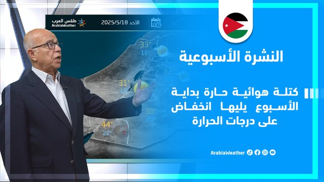 الأردن | كتلة هوائية حارة تؤثر على المملكة يليها انخفاض على درجات الحرارة