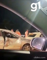 VÍDEO: oito carros se envolvem em engavetamento na BR-163 em MT