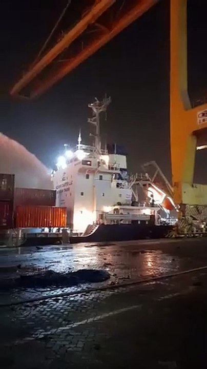 Fire at Jebel Ali Port in July 2021