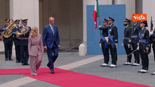 Meloni riceve Cancelliere Tedesco Merz a Palazzo Chigi