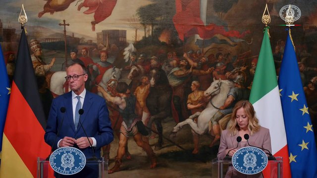 Roma - Dichiarazioni alla stampa Meloni - Merz (traduzione simultanea) (17.05.25)