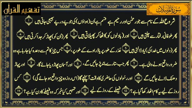 Surah Al-Mursalat Only Urdu Translation سورة المرسلات ترجمعہ