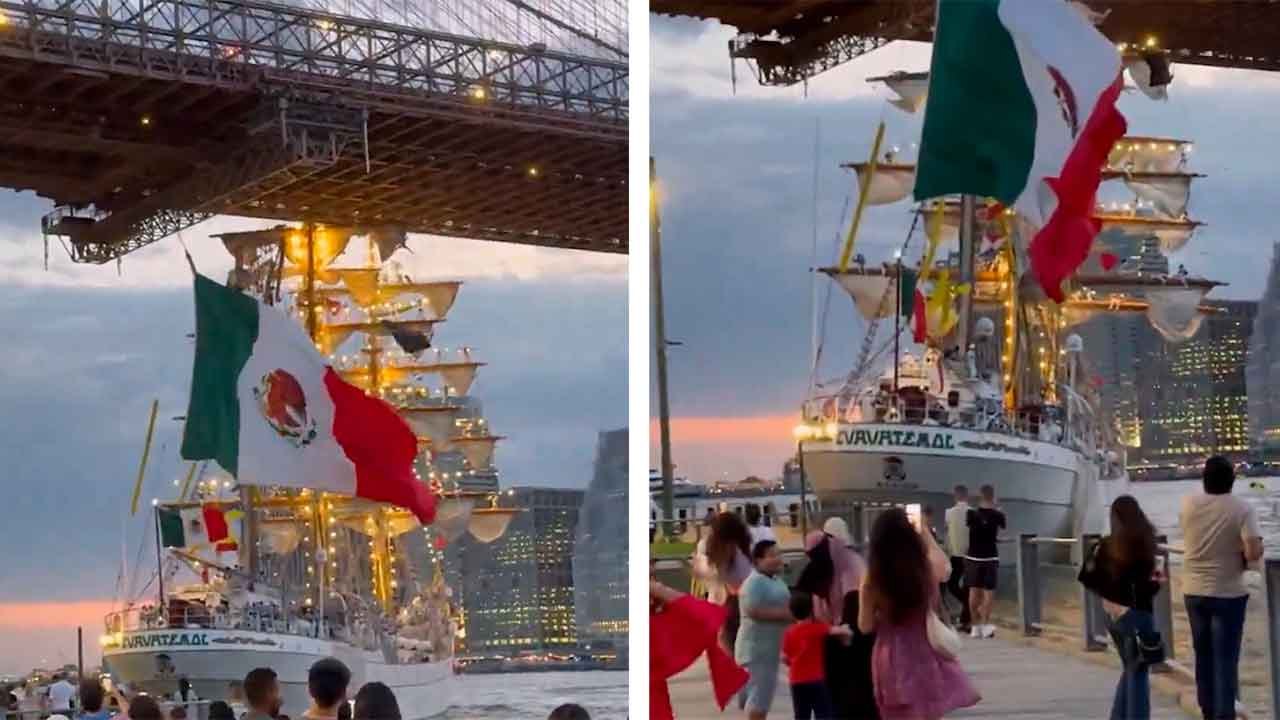 Vaikuttava video: Meksikon laivaston alus törmää Brooklynin siltaan