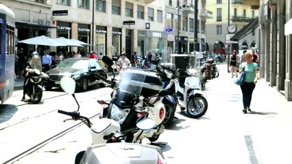 Milan Italy downtown walking around city