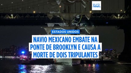 Navio mexicano embate na ponte de Brooklyn e faz dois mortos