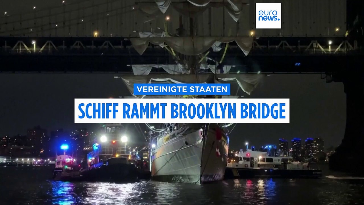 Mexikanisches Schiff rammt Brooklyn Bridge in New York