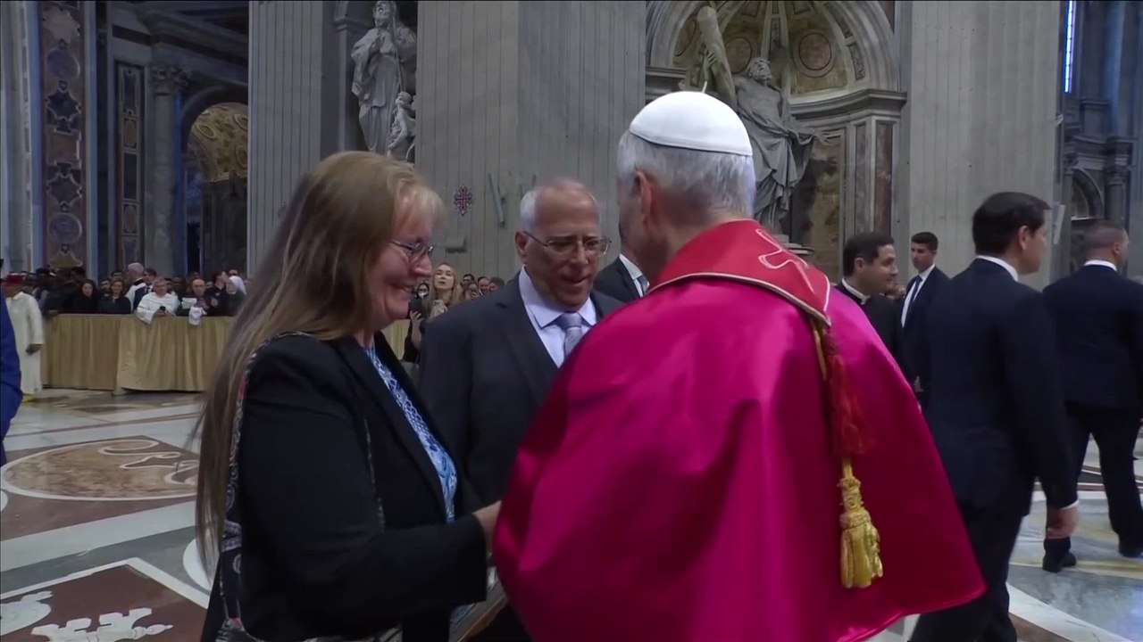 Pope Leo XIV hugs his brother in heartfelt moment after inaugural mass
