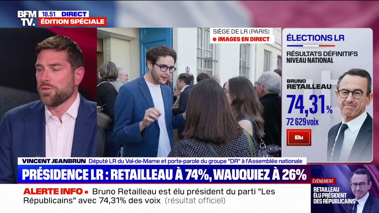 Présidence LR: après la victoire de Bruno Retailleau, "l'heure est au rassemblmeent" pour Vincent Jeanbrun, député LR du Val-de-Marne