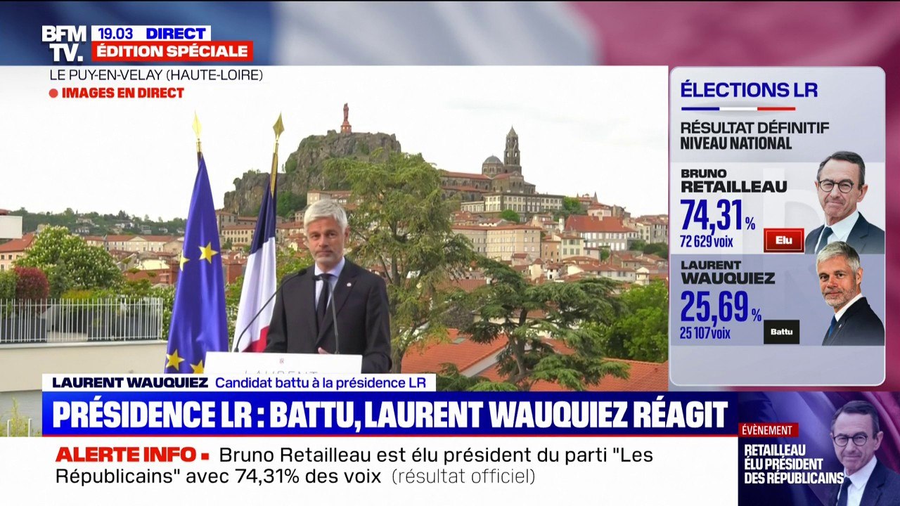 Présidence LR: "Je viens d'appeler Bruno Retailleau pour le féliciter de sa victoire", déclare Laurent Wauquiez