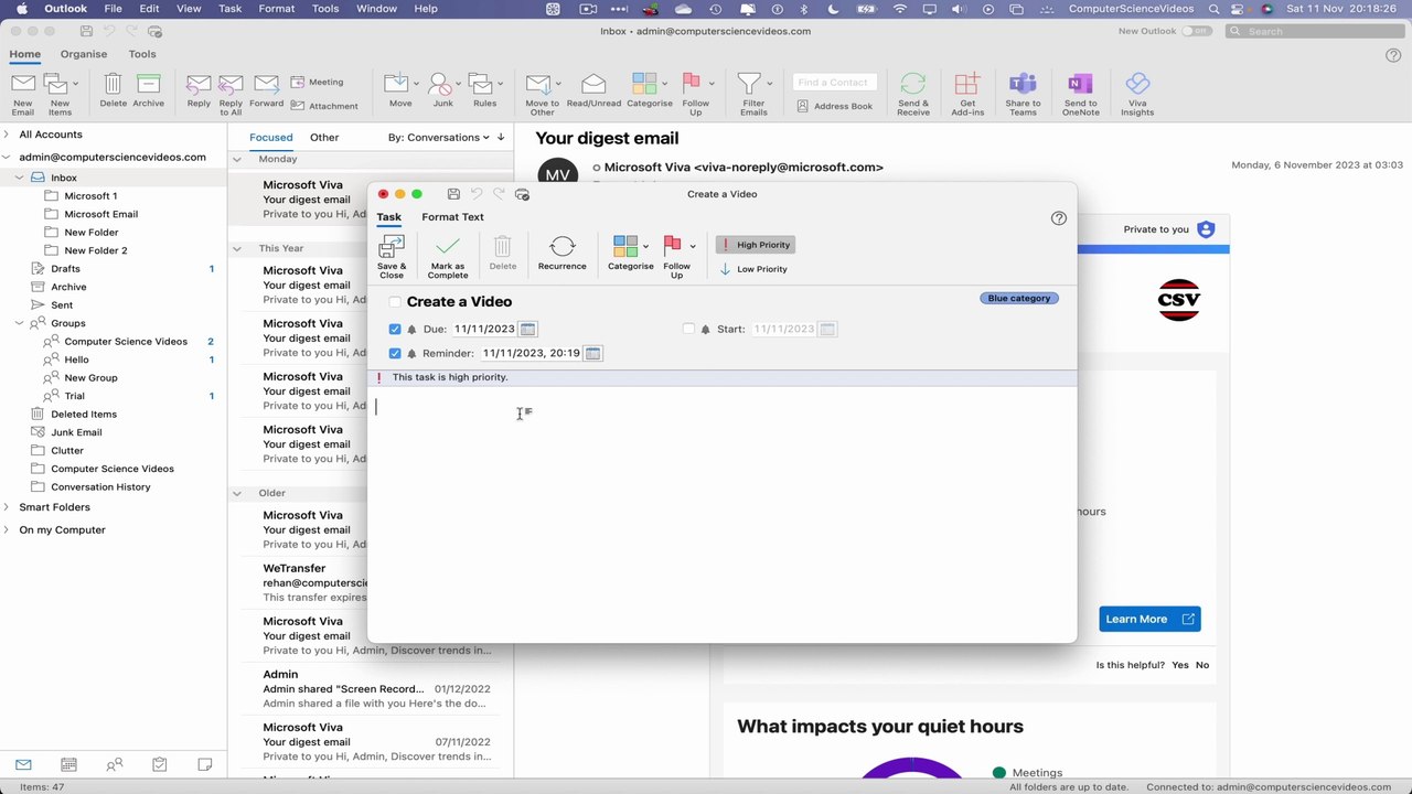 How to CREATE a New Task on Microsoft Outlook Using a Mac / Desktop Computer - Basic Tutorial | New