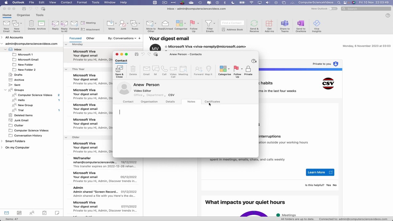 How to CREATE a Contact on Microsoft Outlook Using a Mac / Desktop Computer - Basic Tutorial | New