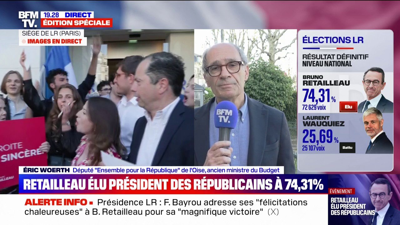 Présidence LR: pour Éric Woerth (Ensemble), "les militants ont validé l'idée qu'on peut être LR et travailler au gouvernement", après la victoire de Bruno Retailleau