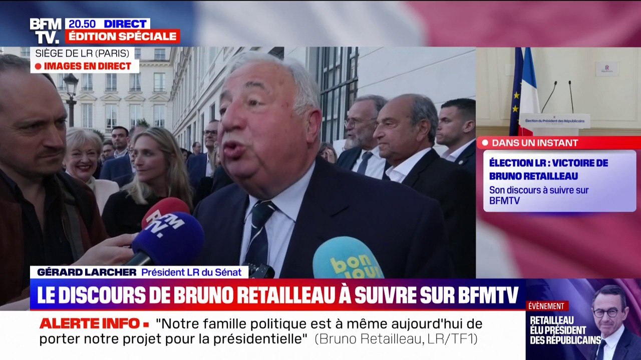 Présidence LR: pour Gérard Larcher, le président du Sénat, Bruno Retailleau a su "susciter un espoir dans le pays"