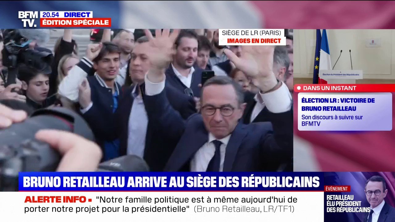 Présidence LR: Bruno Retailleau acclamé à son arrivée au siège des Républicains après sa victoire