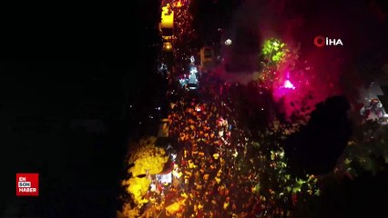 Galatasaray'ın şampiyonluk kutlaması havadan görüntülendi