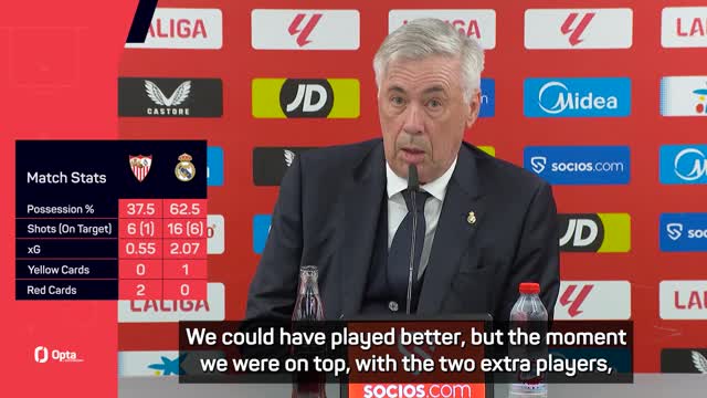 Ancelotti happy with 'comfortable' win over nine-man Sevilla