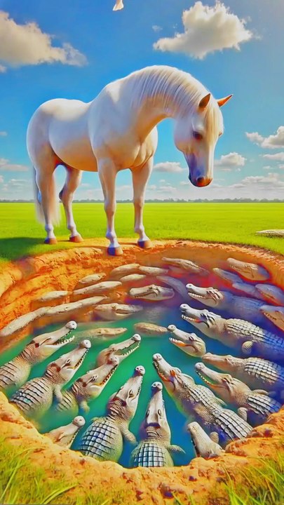 Horse fell in well full of crocodile . #animals #firebrigade😱 #facebookviral #jalpari #foryouシ #BunnyAdventure #trend #amazingfacts #animation #indian #bestoftheday #trending #explore  #cartoon #Amazing #shorts #AI #duck #animals @follwer @Highlight