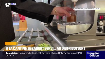 Fini les pots en plastique, le yaourt est servi au distributeur dans la cantine de cet établissement normand