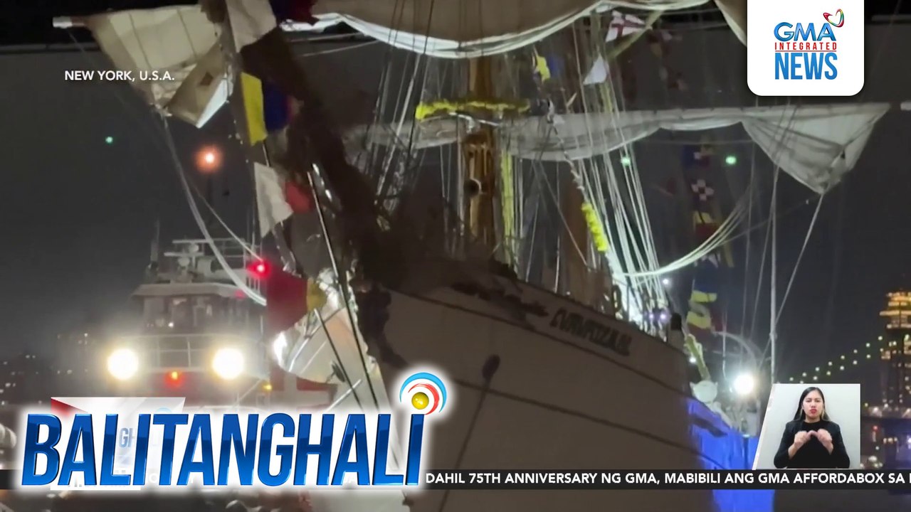 2, patay matapos tumama sa Brooklyn Bridge ang isang Mexican Navy ship; 22 iba pa, sugatan | Balitanghali