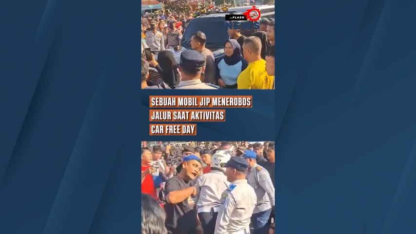 Sebuah Mobil Jip Menerobos Jalur Saat Aktivitas Car Free Day