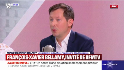 Pour François-Xavier Bellamy (LR), le modèle social français est devenu "un modèle antisocial parce qu'il punit ceux qui bossent"