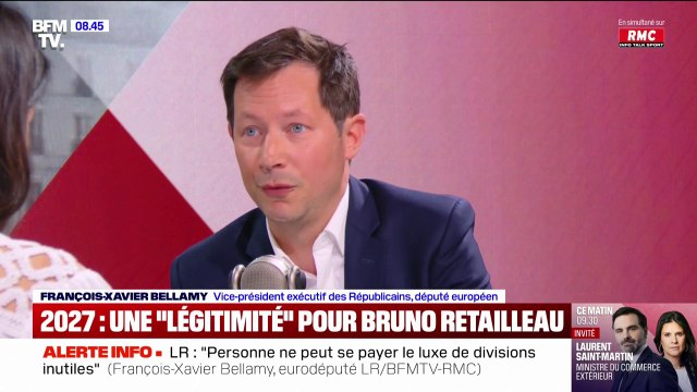 Pour François-Xavier Bellamy (LR), Bruno Retailleau a une légitimité forte pour être candidat à la présidentielle de 2027