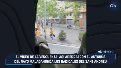 El vídeo de la vergüenza: así apedrearon el autobús del Rayo Majadahonda los radicales del Sant Andreu