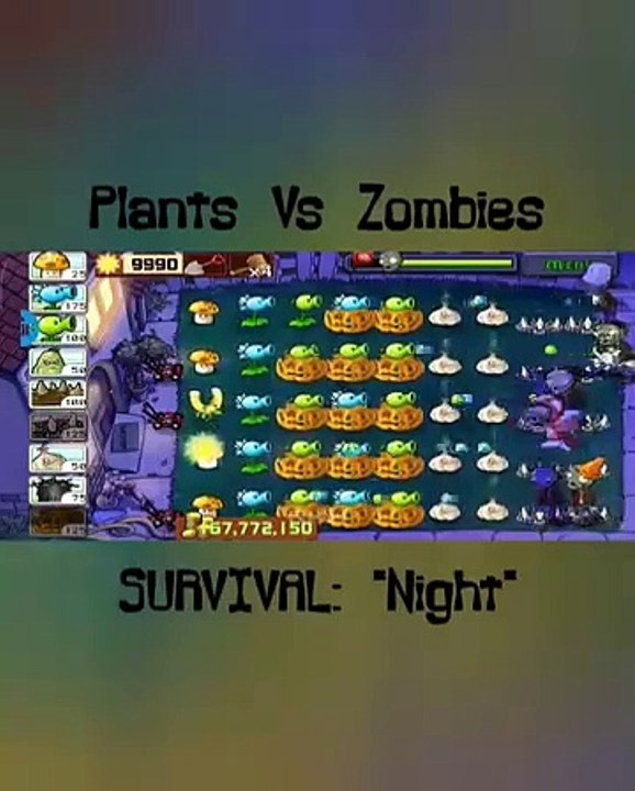 Plants Vs Zombies "SURVIVAL MODE" (Night) Short Gameplay