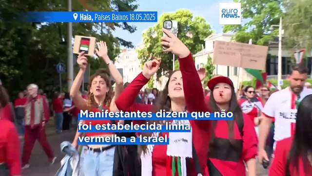 Dezenas de milhares de pessoas protestam em Haia para exigir ação do governo neerlandês contra a guerra em Gaza