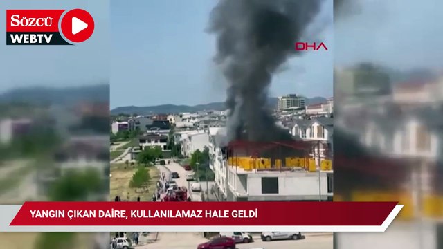 Yangın çıkan daire, kullanılamaz hale geldi